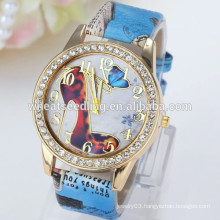 2015 new arrival leather band high heel pattern valentine's watch